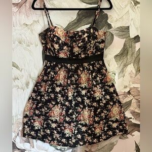Ali & Kris Black Floral Babydoll Dress
